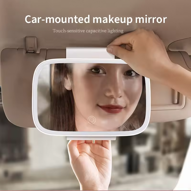 Premium LED Car Sun Visor Makeup Mirror | Rechargeable • Touch Sensor • 3 Lighting Modes