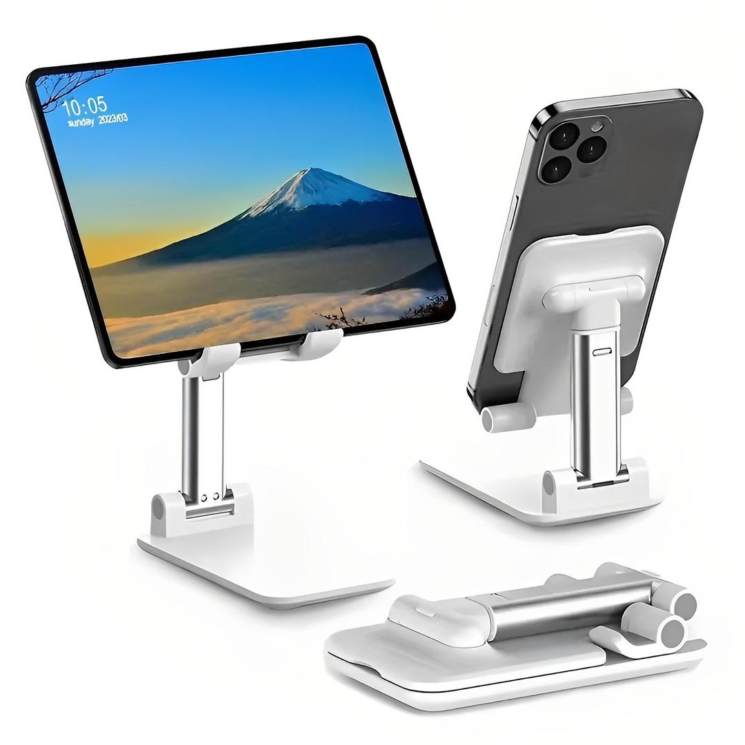 Premium Foldable Desktop Stand for Phones & Tablets | Height Adjustable, Portable & Universal Compatible