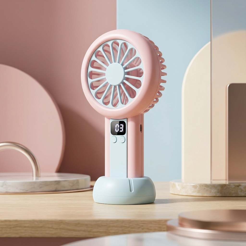 Smart Digital Mini Fan – 100-Speed Rechargeable Portable Cooling Fan with LED Battery Display