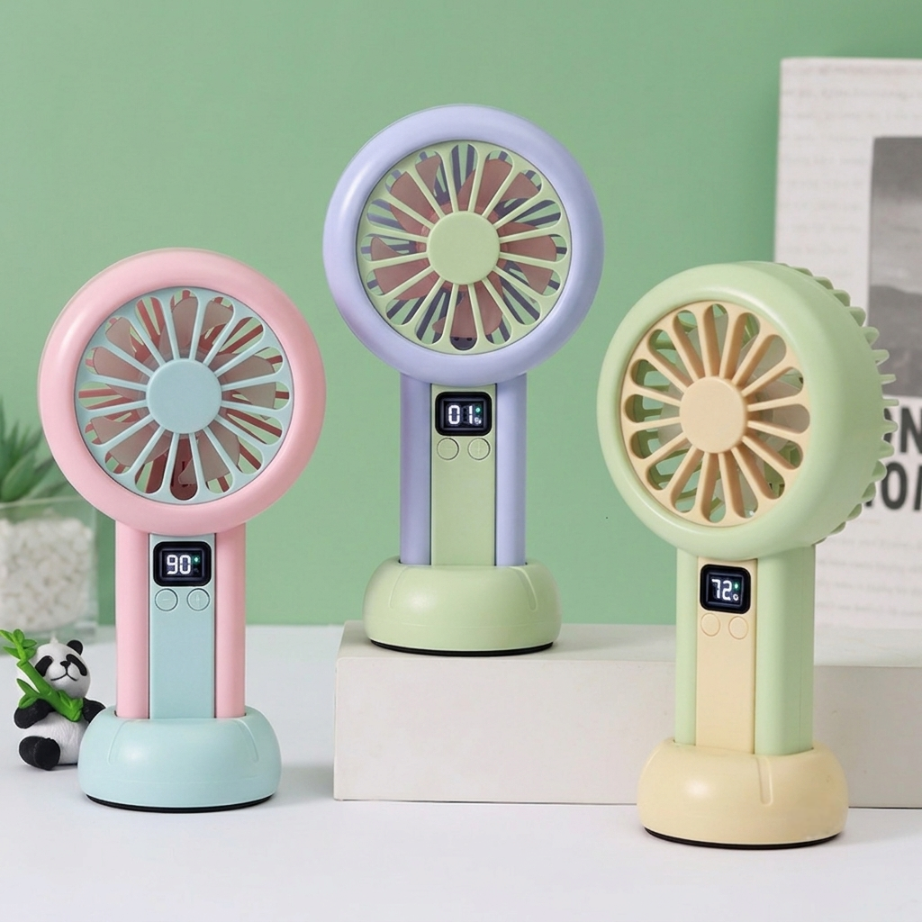 Smart Digital Mini Fan – 100-Speed Rechargeable Portable Cooling Fan with LED Battery Display
