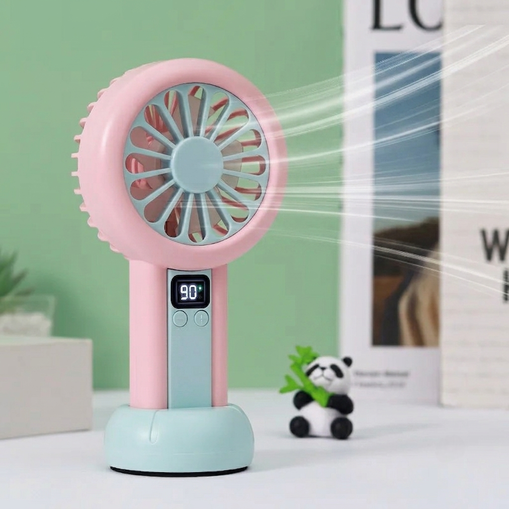 Smart Digital Mini Fan – 100-Speed Rechargeable Portable Cooling Fan with LED Battery Display
