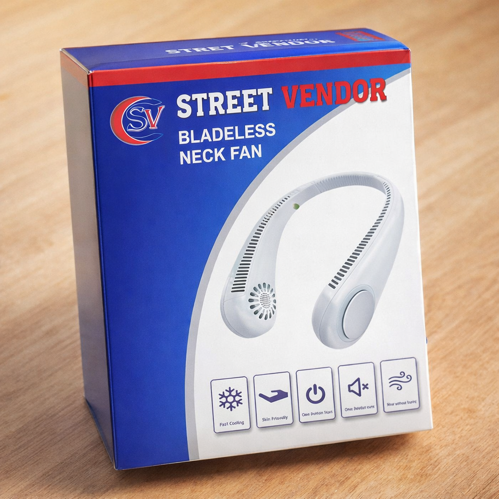 STREET VENDOR™ Premium Silicone Bladeless Neck Fan | Wearable Personal Air Cooler