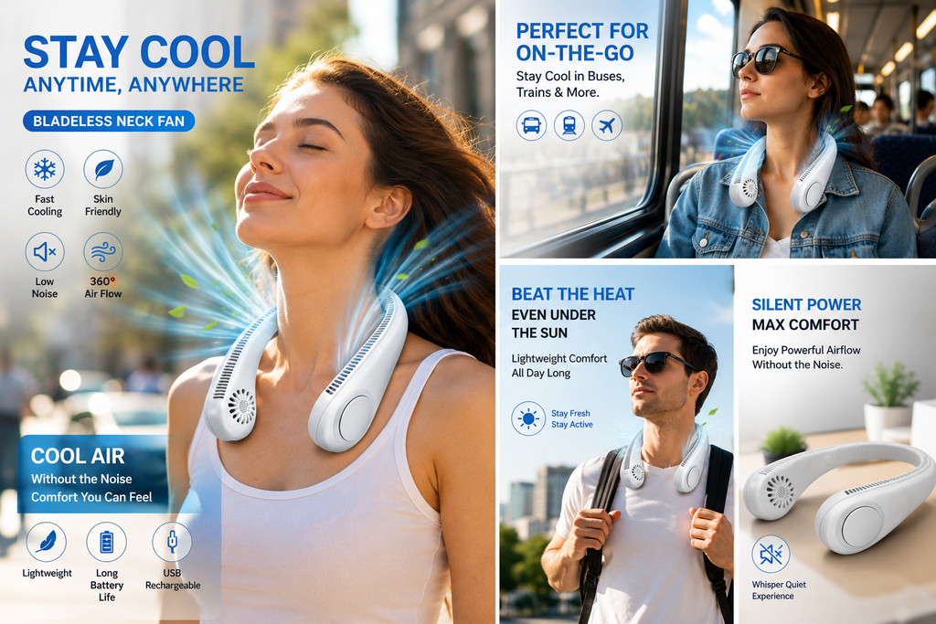 STREET VENDOR™ Premium Silicone Bladeless Neck Fan | Wearable Personal Air Cooler