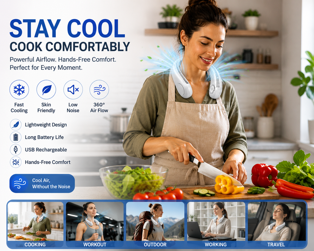 STREET VENDOR™ Premium Silicone Bladeless Neck Fan | Wearable Personal Air Cooler