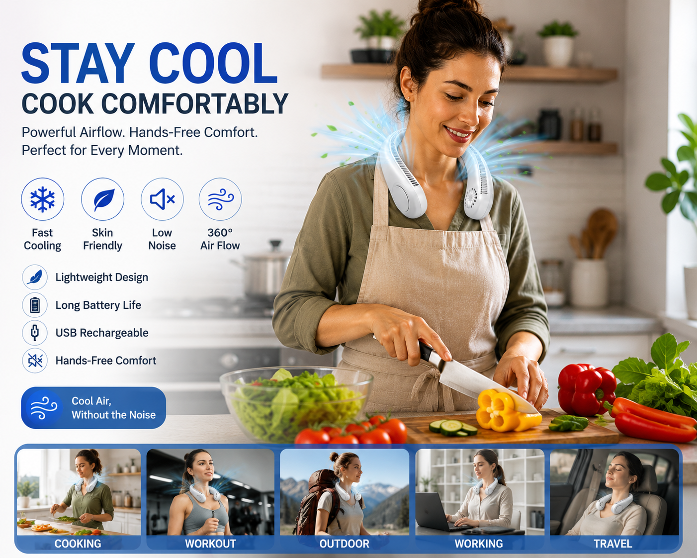 STREET VENDOR™ Premium Silicone Bladeless Neck Fan | Wearable Personal Air Cooler
