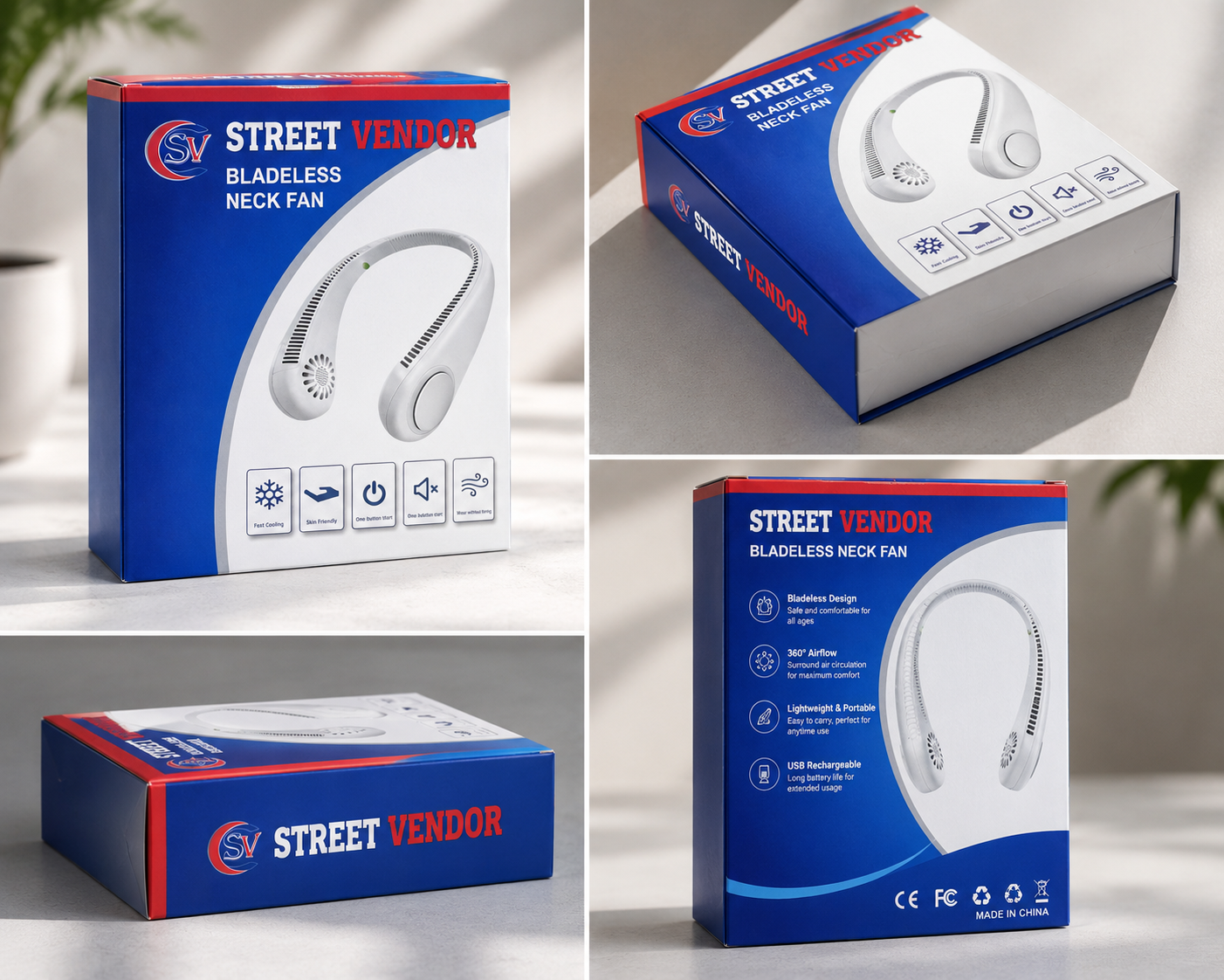 STREET VENDOR™ Premium Silicone Bladeless Neck Fan | Wearable Personal Air Cooler