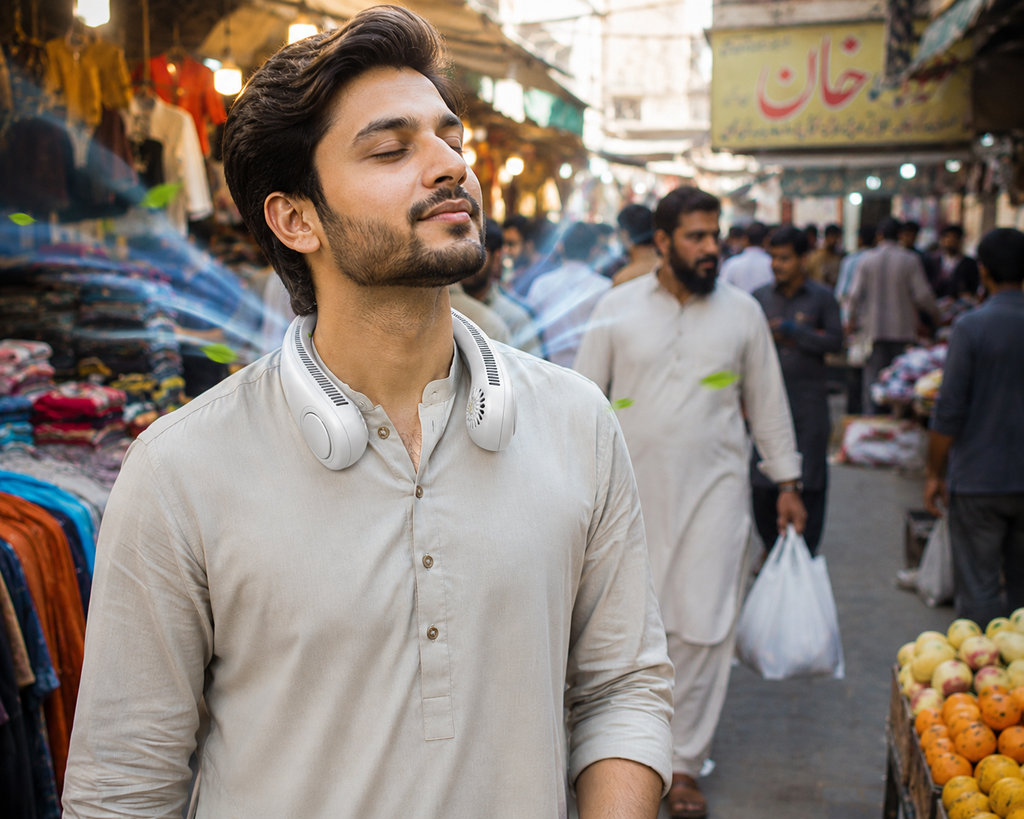 STREET VENDOR™ Premium Silicone Bladeless Neck Fan | Wearable Personal Air Cooler