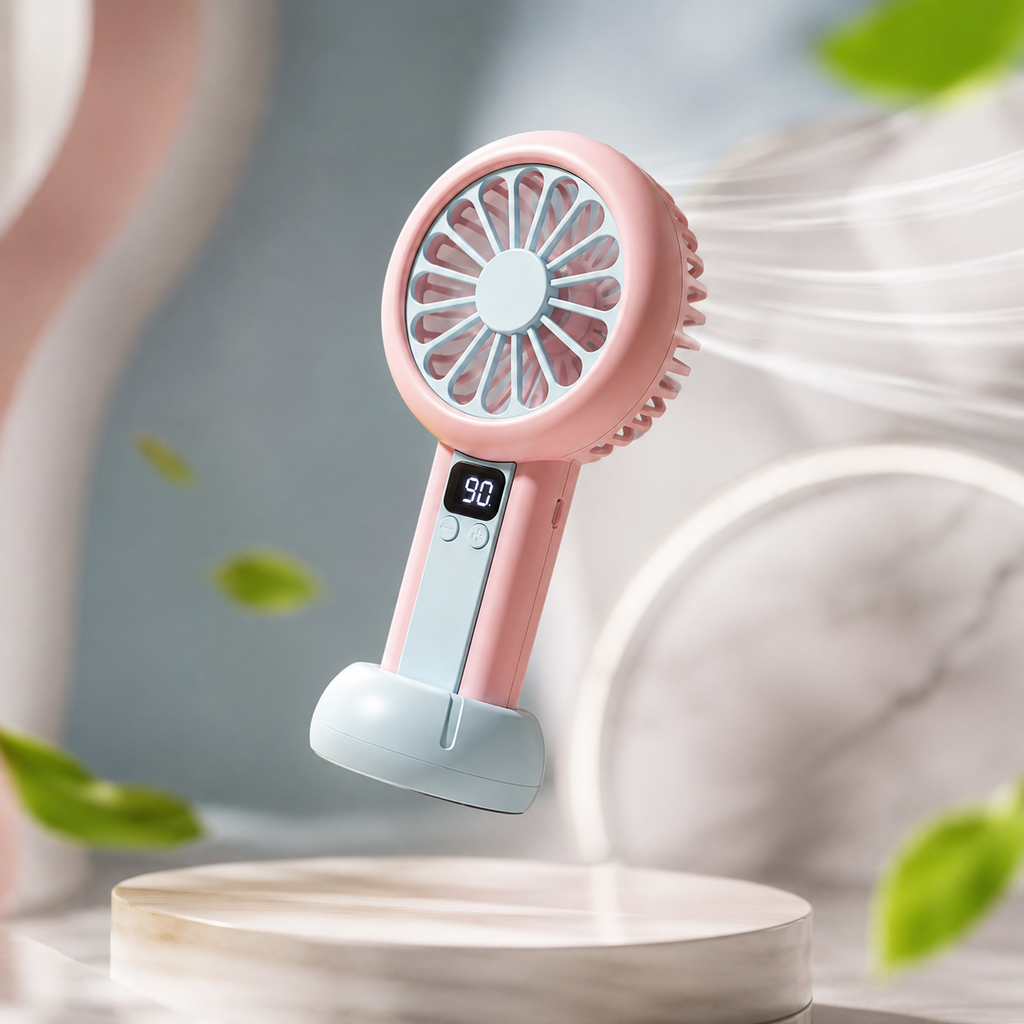 Smart Digital Mini Fan – 100-Speed Rechargeable Portable Cooling Fan with LED Battery Display