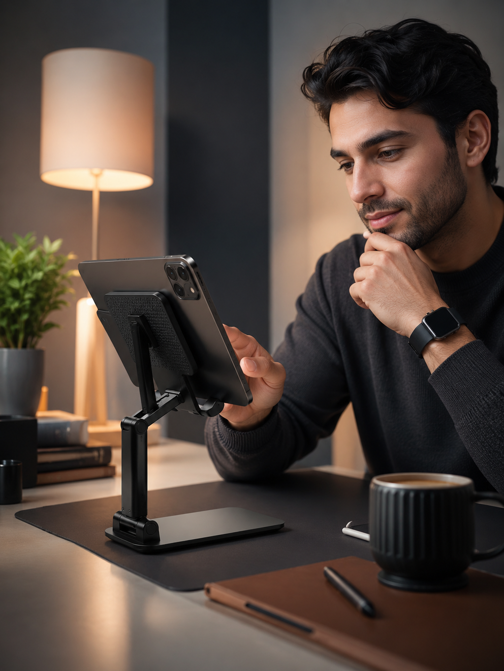 Premium Foldable Desktop Stand for Phones & Tablets | Height Adjustable, Portable & Universal Compatible