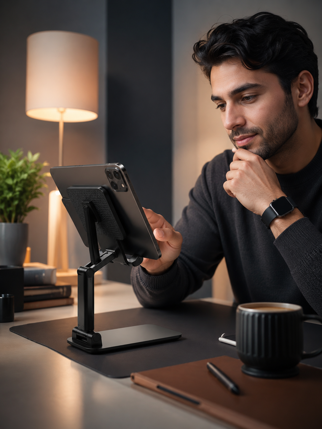 Premium Foldable Desktop Stand for Phones & Tablets | Height Adjustable, Portable & Universal Compatible